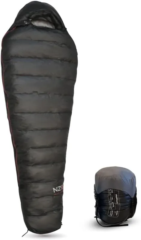NEAR ZERO 18°F 850  Power Down Fill Mummy Sleeping Bag for Adults | Ultralight, All Season, Backpacking Sleeping Bag for Hiking & Camping | 10D 470T Nylon Taffeta