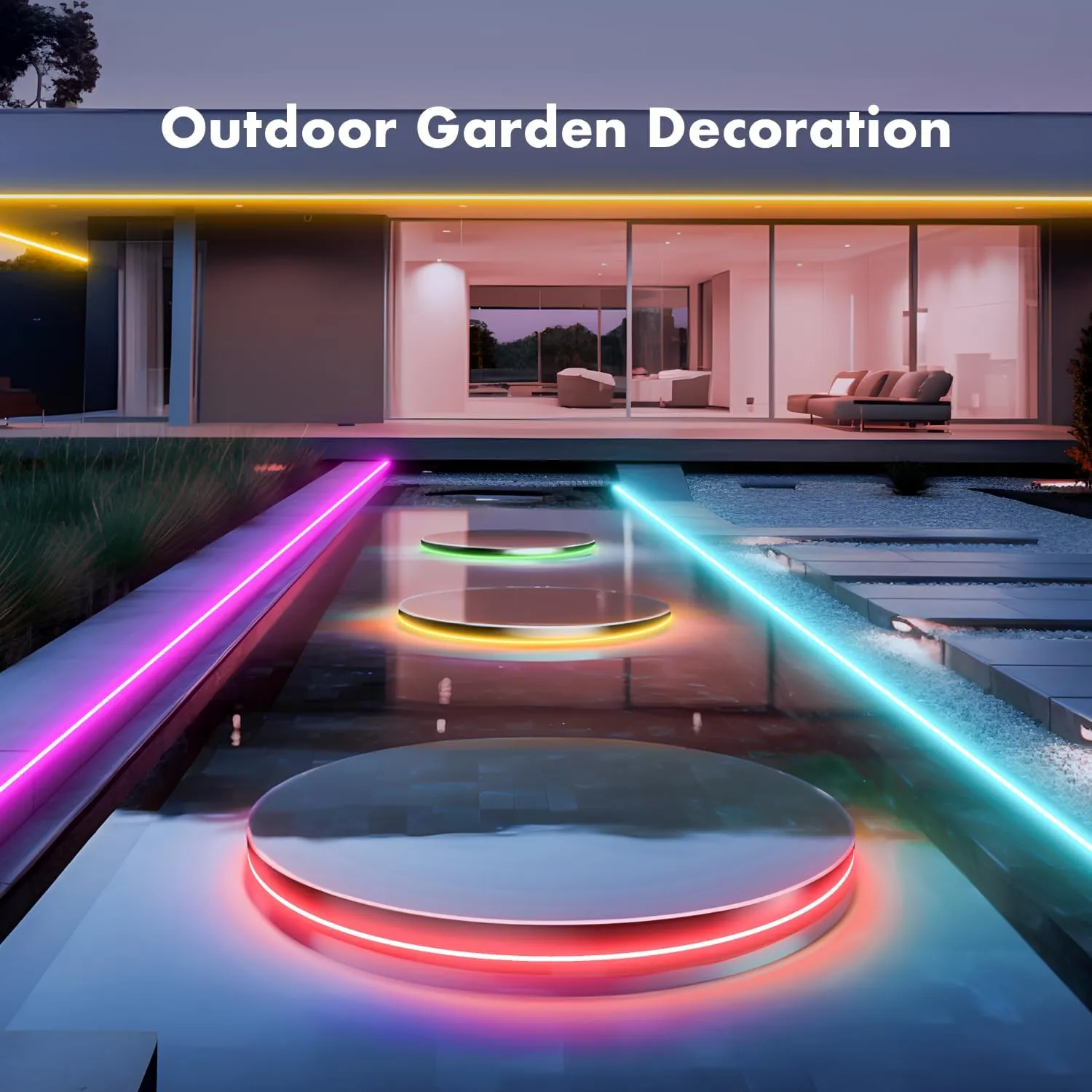 Neon Rope Lights, 2x50FT RGB LED Strip Lights, App Control, IR Remote, Outdoor IP67 Waterproof, Music Syncing, Flexible DIY Design for Bedroom, Gaming, Party, Christmas Decor