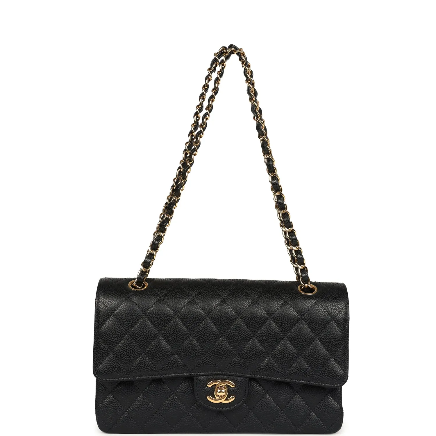New Chanel Medium Classic Double Flap Black Caviar Gold Hardware