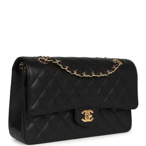 New Chanel Medium Classic Double Flap Black Caviar Gold Hardware