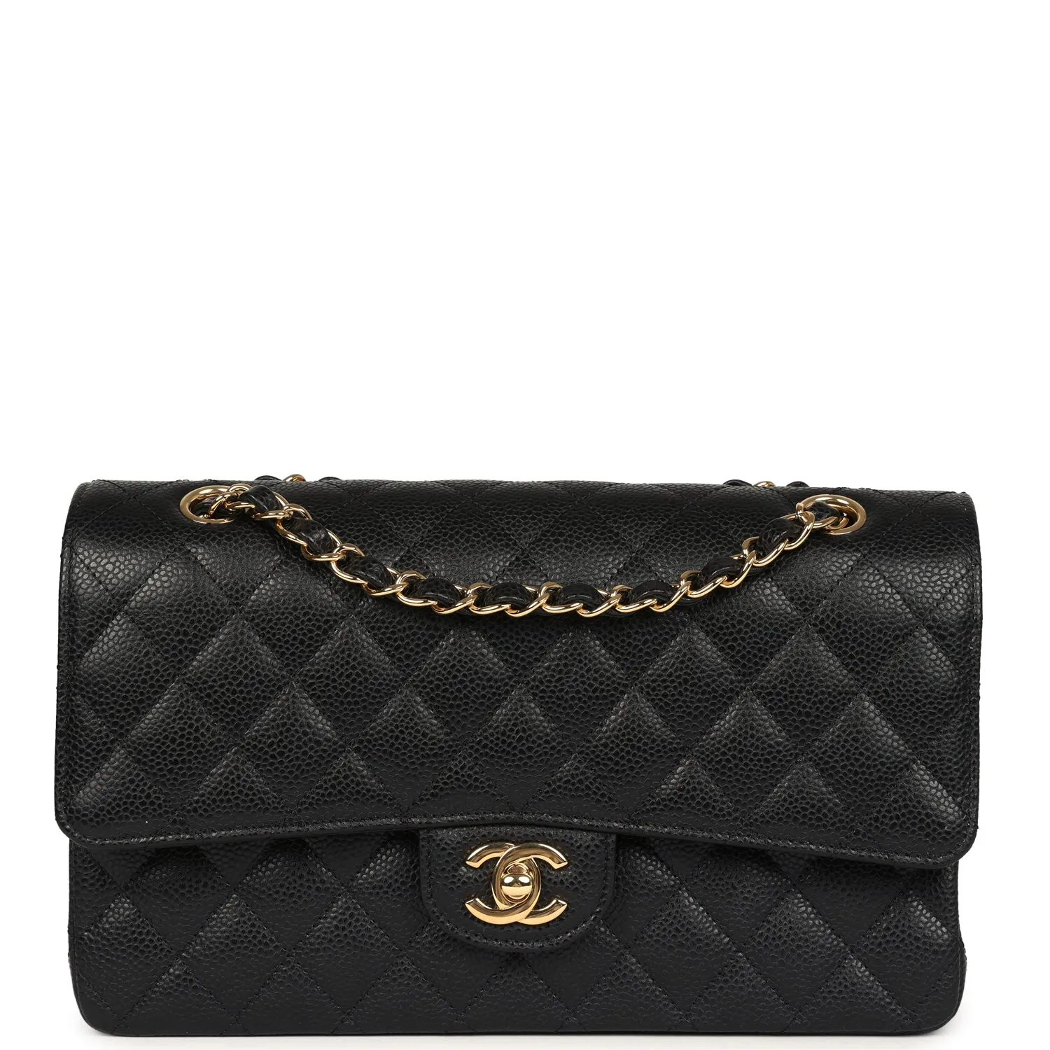 New Chanel Medium Classic Double Flap Black Caviar Gold Hardware