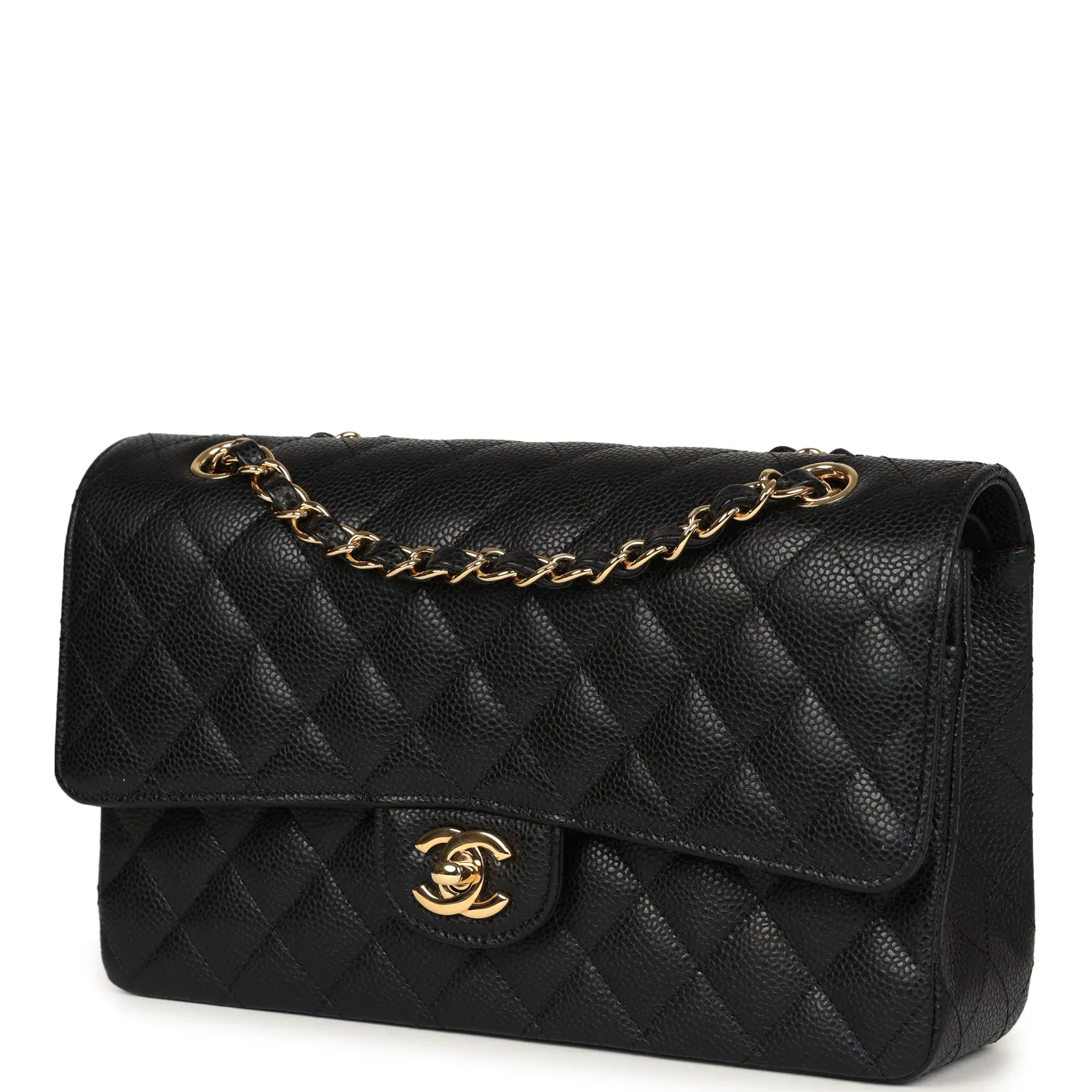 New Chanel Medium Classic Double Flap Black Caviar Gold Hardware