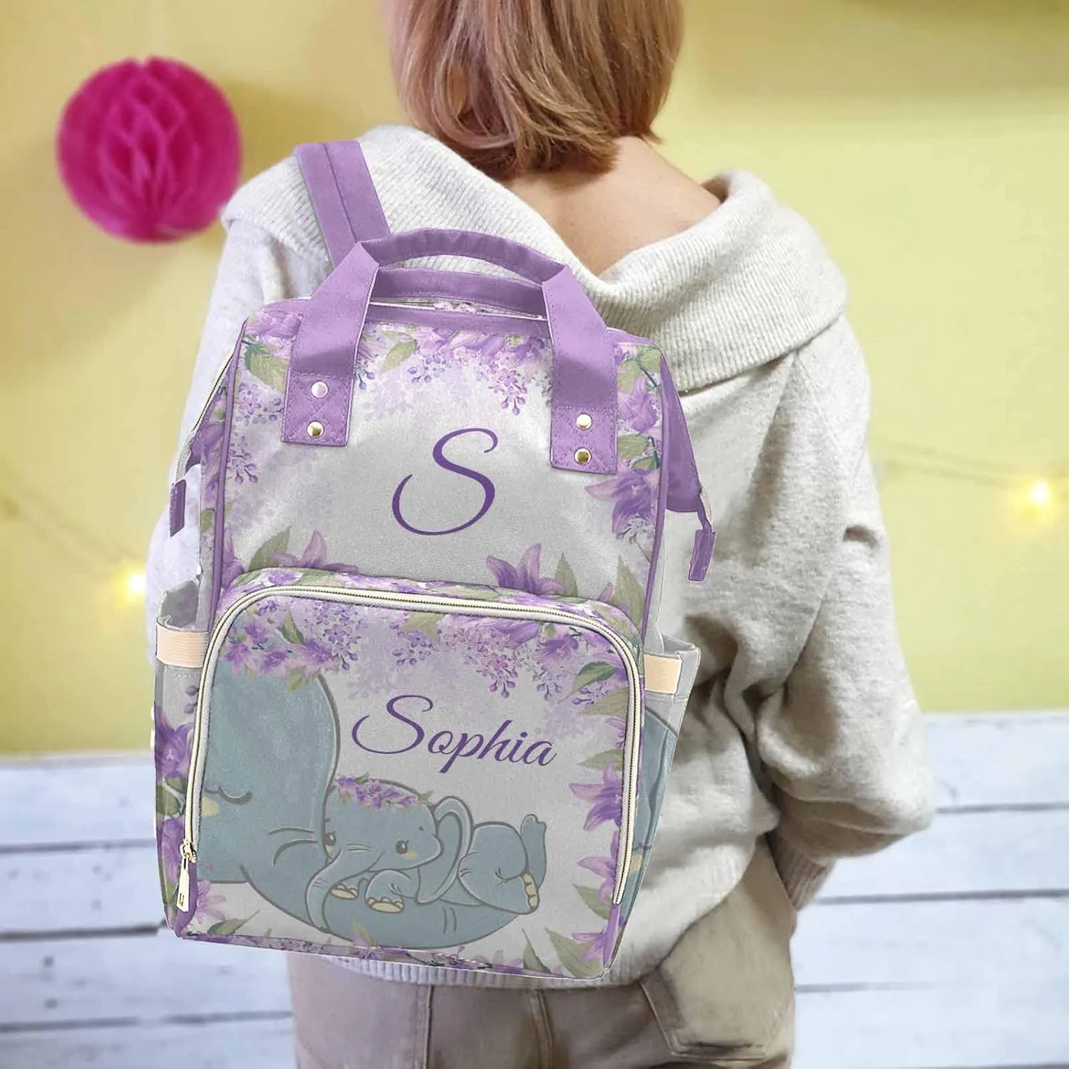 Newcos Personalized Mommy Nursing Daypack with Large Capacity, Custom Name Nappy Bags with Multi Pocket & Large Capacity for Outside Daily Use