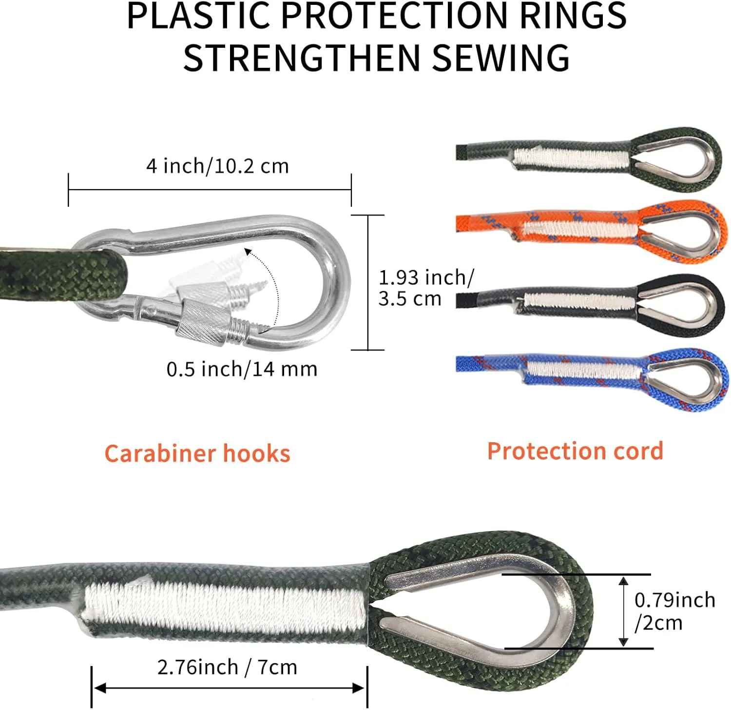 NewDoar Climbing Rope 8(5/16in),10mm (3/8in), High Strength Accessory Cord Rope with 2 Steel Hooks, for Outdoor Rescue Rappelling Rope Down Cliffs ledges Safety Escape Tow Strap Equipment(ArmyGreen)