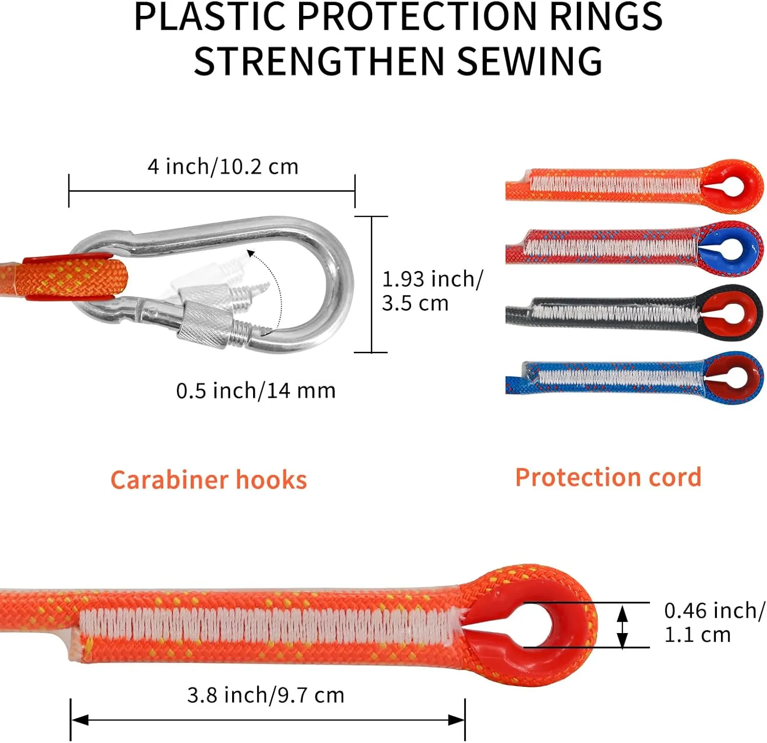 NewDoar Climbing Rope 8(5/16in),10mm (3/8in), High Strength Accessory Cord Rope with 2 Steel Hooks, for Outdoor Rescue Rappelling Rope Down Cliffs ledges Safety Escape Tow Strap Equipment(Blue)