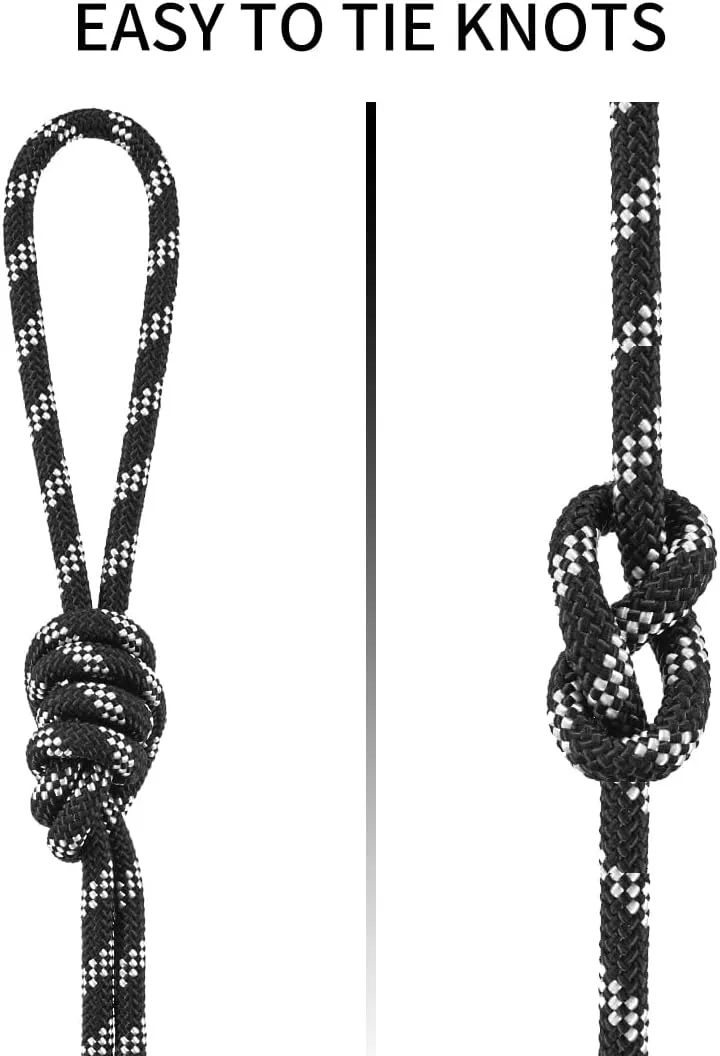 NewDoar Static Climbing Rope 8mm Accessory Cord Rope,for Arborist Tree, Mountaineering, Sailboat Rope,Dock Lines,Hauling Dragginge(Black 8mm,50FT)