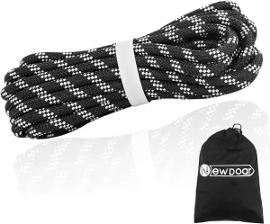 NewDoar Static Climbing Rope 8mm Accessory Cord Rope,for Arborist Tree, Mountaineering, Sailboat Rope,Dock Lines,Hauling Dragginge(Black 8mm,50FT)