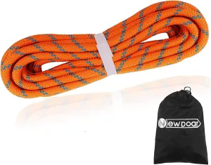 NewDoar Static Climbing Rope 8mm Accessory Cord Rope,for Arborist Tree, Mountaineering, Sailboat Rope,Dock Lines,Hauling Dragginge(Orange 8mm,50FT)