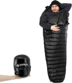 NewDoar Urltra-Light Camping Sleeping Bag 800FP White Goose Sown Spring Summer Outdoor Autumn Mummy Sleeping Bag for Hiking Tent