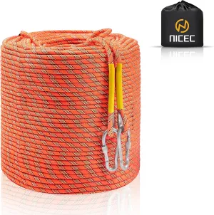Nice C Climbing Rope, Rescue Rope, Construction Rope, Rock Climbing Rope, Static 10mm 32ft/64ft/96ft/160ft/230ft/500ft/985ft/1000ft with Carry Bag (Orange, 70M(230ft))