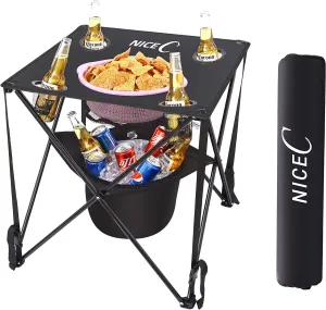 Nice C Cooler Camping Table   Low Beach Folding Chair