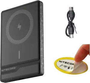 Nitecore NW5000 Magnetic Wireless Charging Power Bank, 5000mAh QC PD Wired USB-C Fast Charging, Ultra-Slim, Lightweight Compatible with iPhone 15/15 Plus/15 Pro/15 Pro Max 14/13, Samsung Galaxy