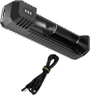 Nitecore UI1 Single-Slot Intelligent Lithium-ion Battery USB Charger for 18650, 18350, 20700, 21700, 16340, 14500 and More, and Organizer