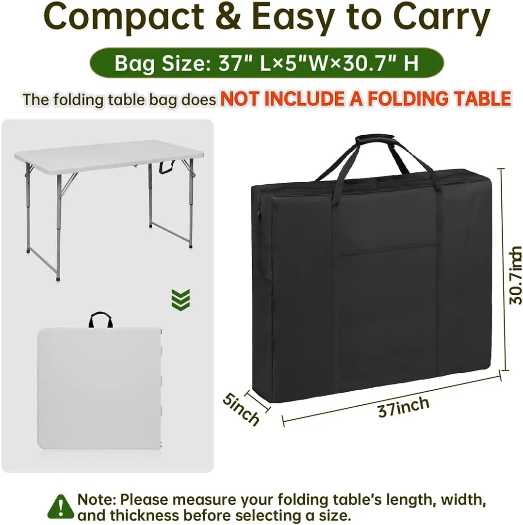 No Table | 4/6/8 Ft Folding Table Storage Bag,Water-Resistant Heavy Duty Large Carrying Bag for Transport Organizer with Pocket & Shoulder Straps 37" L X 5" W X 30.7" H