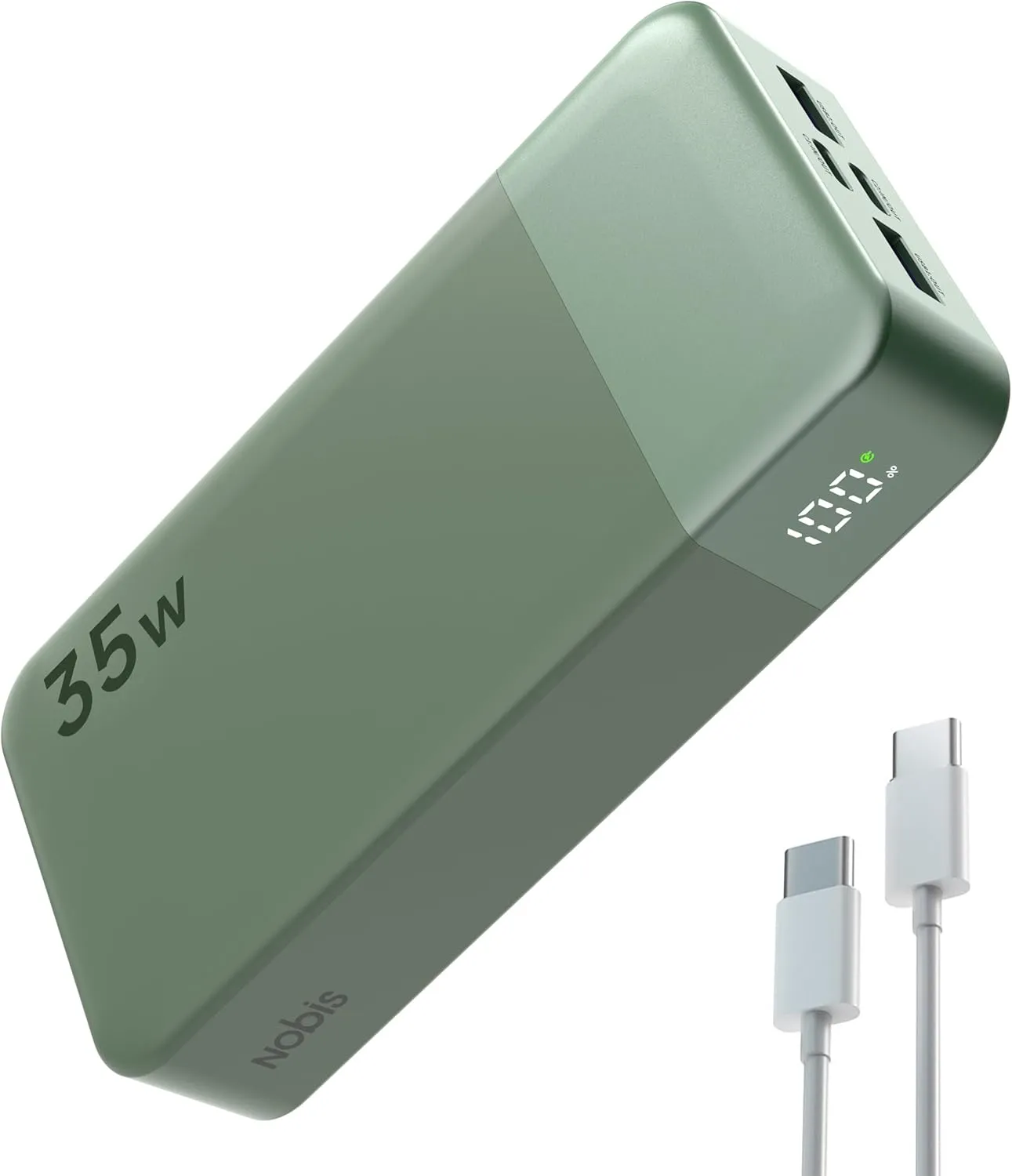 NOBIS Portable Charger, 20000mAh Power Bank, 35W Power Bank Fast Charging, Battery Pack with C to C Cable, Battery Bank with Digital Display for Phone Android etc