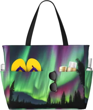 Northern Lights Painting Print Generic Large Capacity Beach Travel Bag - Swim Backpack/Family- Pool Accessories