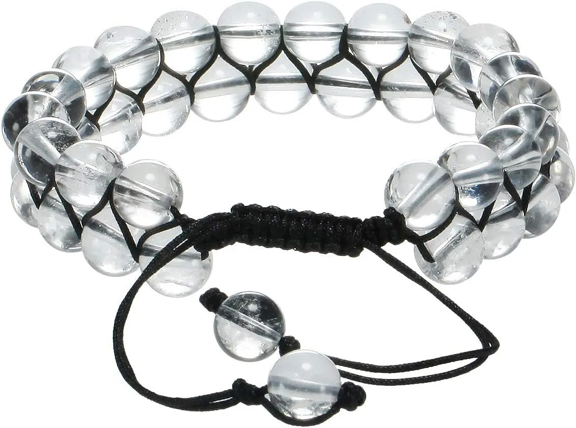 Nupuyai Double Layers Healing Gemstone Crystal Bead Bracelet Handmade Braided Unisex Adjustable Macrame Bracelets 8mm