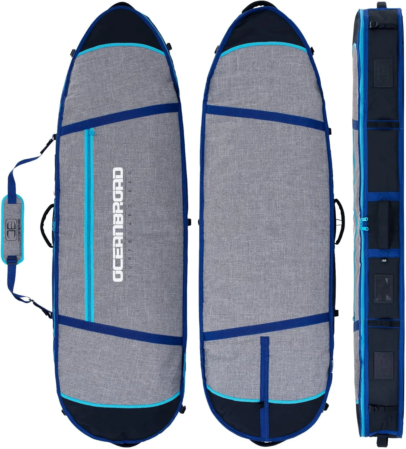 OCEANBROAD Surfboard Longboard Travel Bag Double for 2 Boards 6'0, 6'6, 7'0, 7'6, 8'0, 8'6, 9'0, 9'6, 10'0