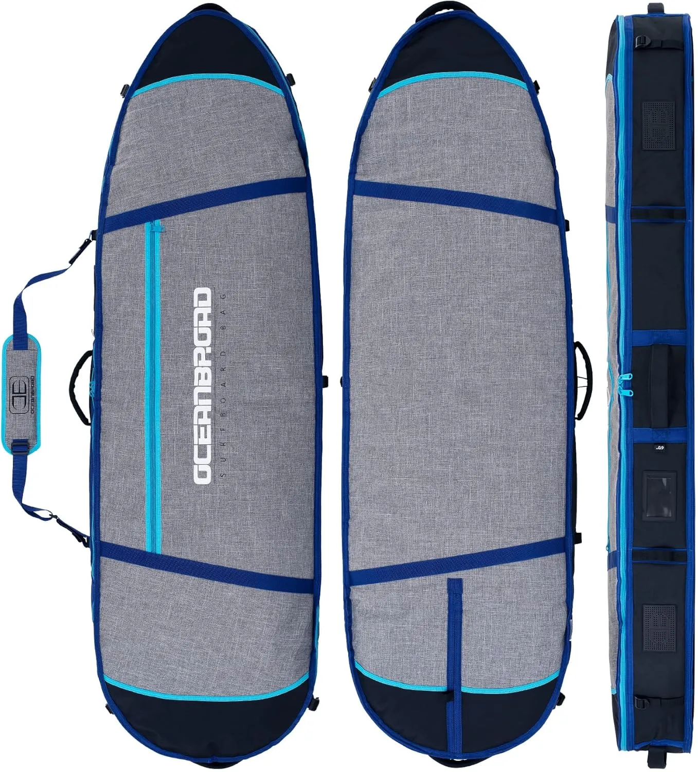 OCEANBROAD Surfboard Longboard Travel Bag Double for 2 Boards 6'0, 6'6, 7'0, 7'6, 8'0, 8'6, 9'0, 9'6, 10'0