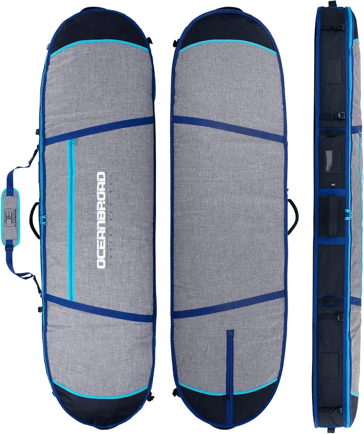 OCEANBROAD Surfboard Longboard Travel Bag Double for 2 Boards 6'0, 6'6, 7'0, 7'6, 8'0, 8'6, 9'0, 9'6, 10'0