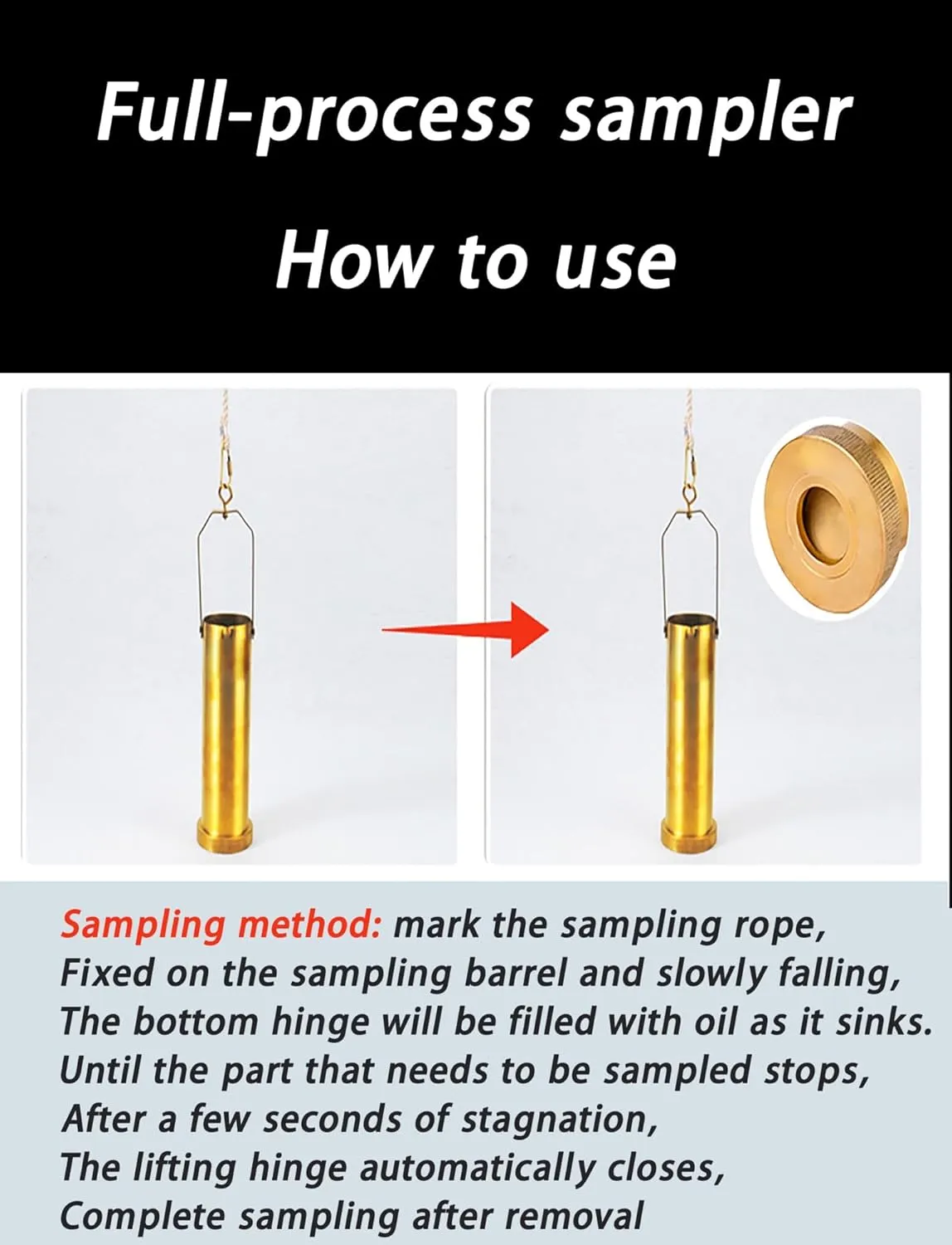 Oil Sampler Petroleum Sampler Liquid Bottle Sampling Can Zone Samplers for Oil Liquid(Style 1,1000ml)