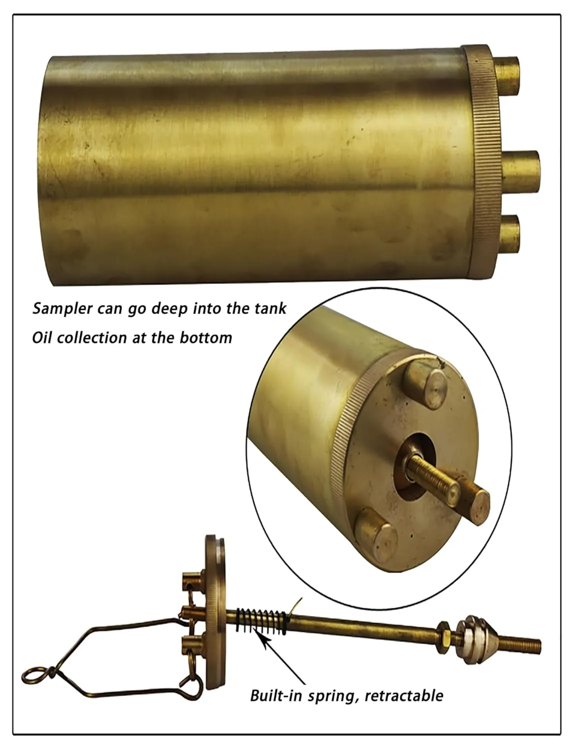 Oil Sampler Petroleum Sampler Liquid Bottle Sampling Can Zone Samplers for Oil Liquid(Style 1,1000ml)
