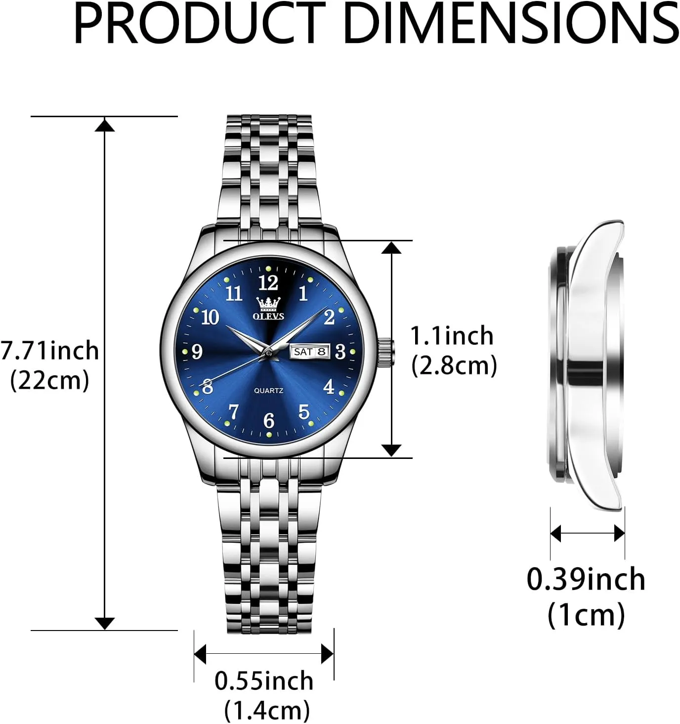 OLEVS Luxury Ladies Watches,Women's Watch with Day and Date,Female Watch for Small Wrist,Gold Stainless Steel Watches for Women,Easy Read Ladies Wrist Watches Waterproof（Adjustable Strap
