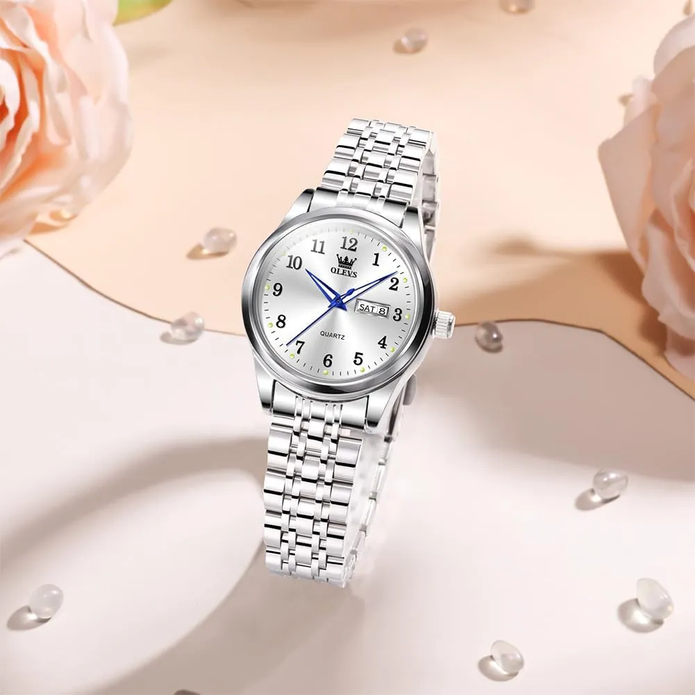 OLEVS Luxury Ladies Watches,Women's Watch with Day and Date,Female Watch for Small Wrist,Gold Stainless Steel Watches for Women,Easy Read Ladies Wrist Watches Waterproof（Adjustable Strap