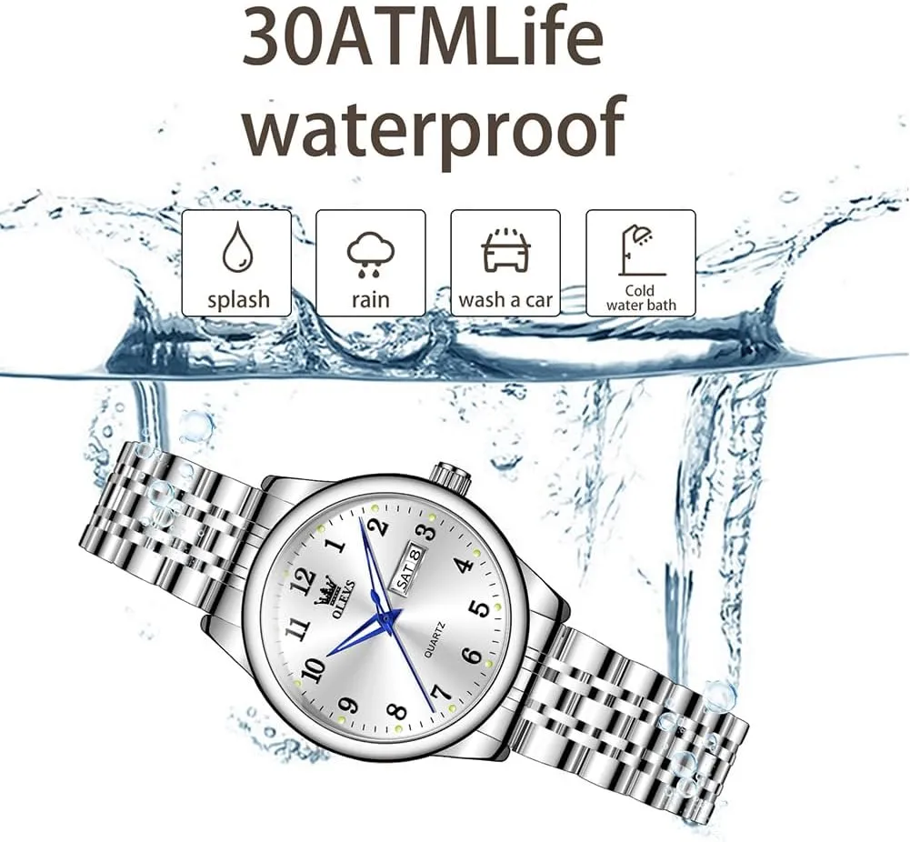 OLEVS Luxury Ladies Watches,Women's Watch with Day and Date,Female Watch for Small Wrist,Gold Stainless Steel Watches for Women,Easy Read Ladies Wrist Watches Waterproof（Adjustable Strap