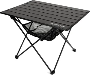 OneTigris Portable Camping Table, Lightweight Beach Table with Storage Net & Carry Bag, Camping Side Table for Outdoor Cooking, Hiking, Fishing, Picnic, Travel