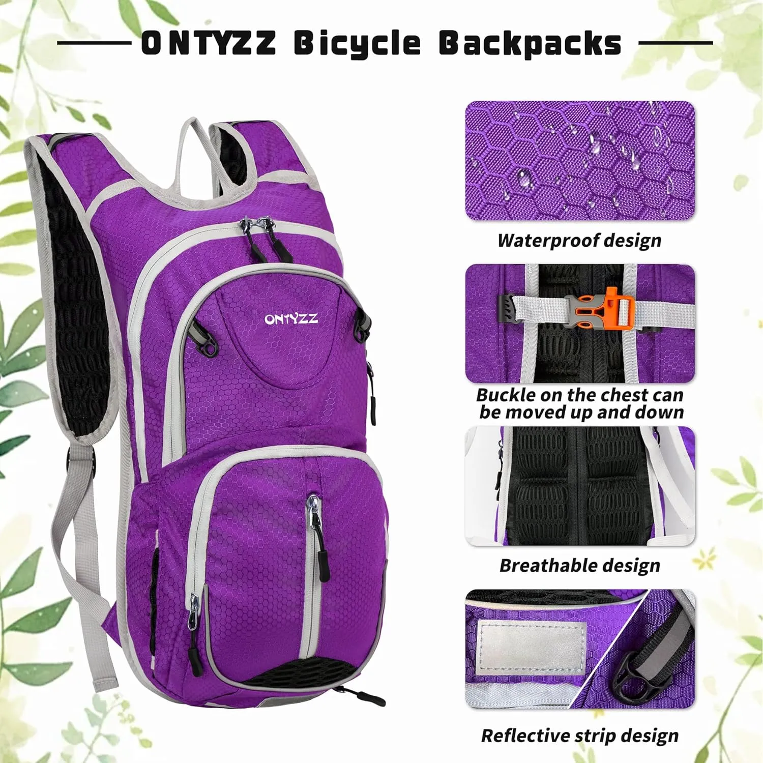 ONTYZZ Bicycle Backpack 12L Unisex Nylon Waterproof Bicycle Shoulder Rucksack Travel Backpack