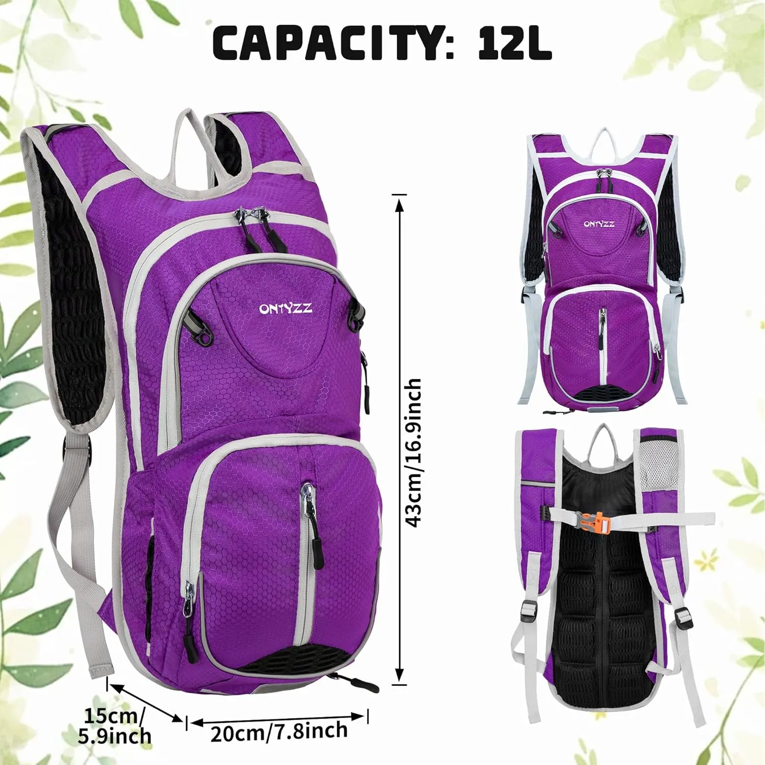 ONTYZZ Bicycle Backpack 12L Unisex Nylon Waterproof Bicycle Shoulder Rucksack Travel Backpack