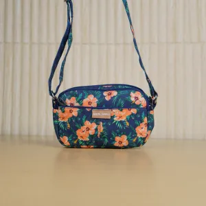 Orange Hibiscus Rupa Double Chamber Crossbody Bag