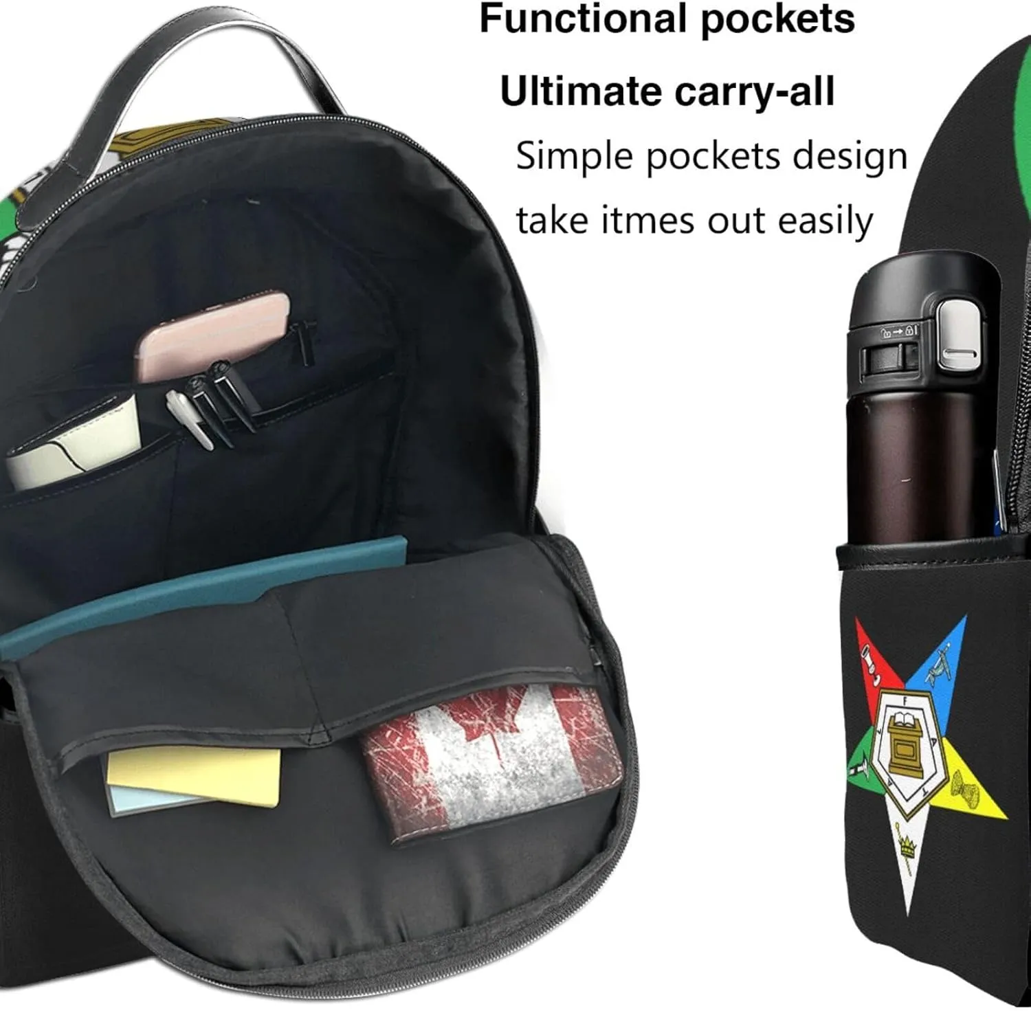 Order Of Eastern Star Lightweight Casual Backpack Knapsack Durable Travel Sports Shoulders Backpacks 14.5 Inch