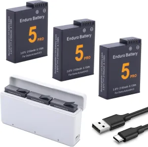 Osmo Action 5 Pro/4/3 Battery Charger Kit 3-Pack Battery and 3-Channel Fast Charger Hub, Compatible for DJI OSMO Action 5 Pro, Osmo Action 4, Osmo Action 3 Camera, with USB-C Charger and Cable