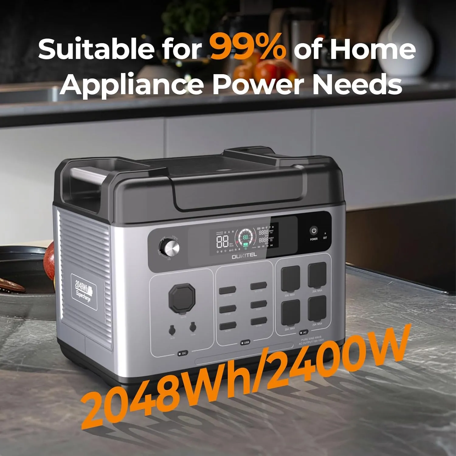 OUKITEL P2001 Plus 2400W Solar Generator with 200W Solar Panel, 2048Wh Solar power station, 1800W Fast Charging, Smart APP Control Emergency Power Station for Home, Camping, Outdoor Battery Backup