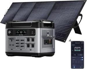 OUKITEL P2001 Plus 2400W Solar Generator with 200W Solar Panel, 2048Wh Solar power station, 1800W Fast Charging, Smart APP Control Emergency Power Station for Home, Camping, Outdoor Battery Backup