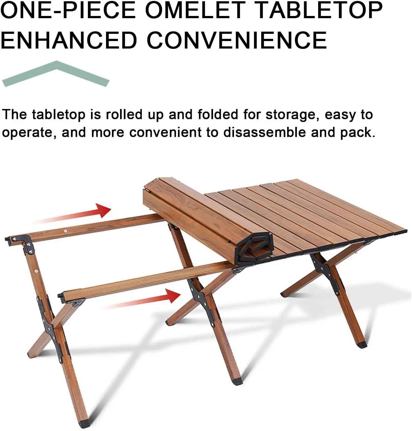 Outdoor Dining Table Camping, Outdoor Picnic Folding Table Wood Grain Tabletop, Portable Lightweight Aluminum Tabletop, Suitable For Dining, Picnic, Outdoor, Beach, Hiking, Fishing(Black walnut,34.2*2