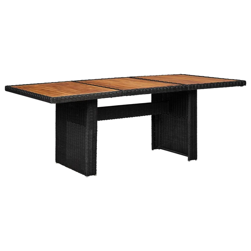 Outdoor Dining Table Garden Porch Patio Table with Glass Top PE Rattan