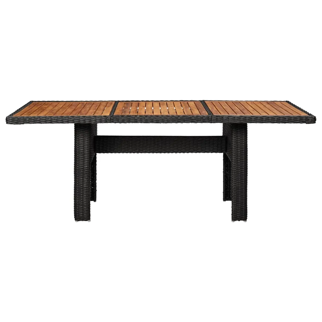 Outdoor Dining Table Garden Porch Patio Table with Glass Top PE Rattan