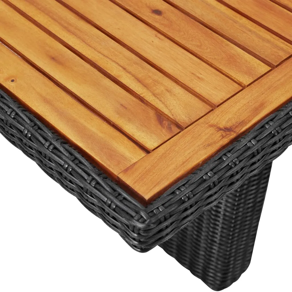 Outdoor Dining Table Garden Porch Patio Table with Glass Top PE Rattan