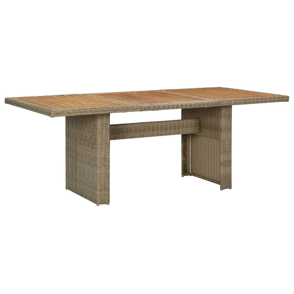 Outdoor Dining Table Garden Porch Patio Table with Glass Top PE Rattan