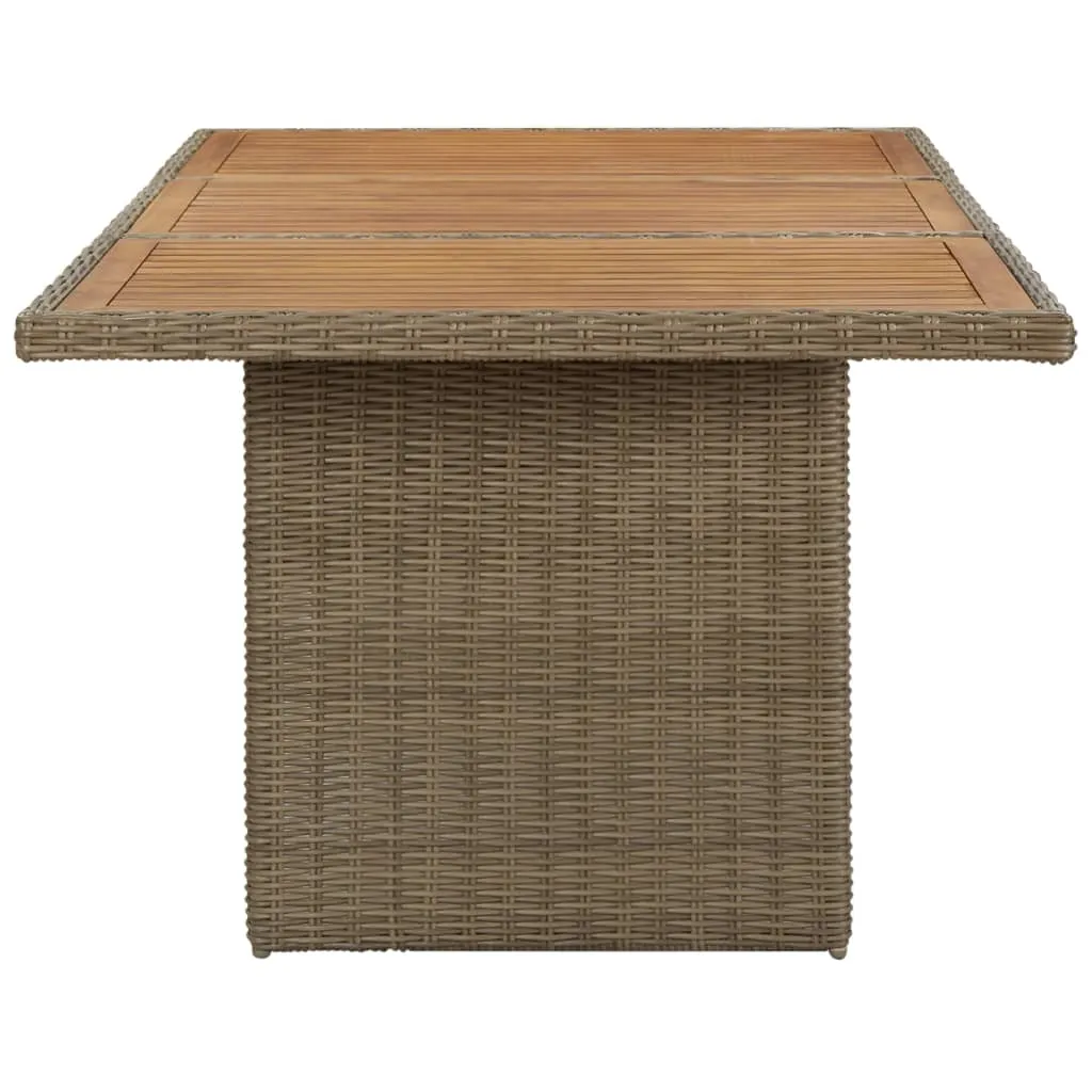 Outdoor Dining Table Garden Porch Patio Table with Glass Top PE Rattan