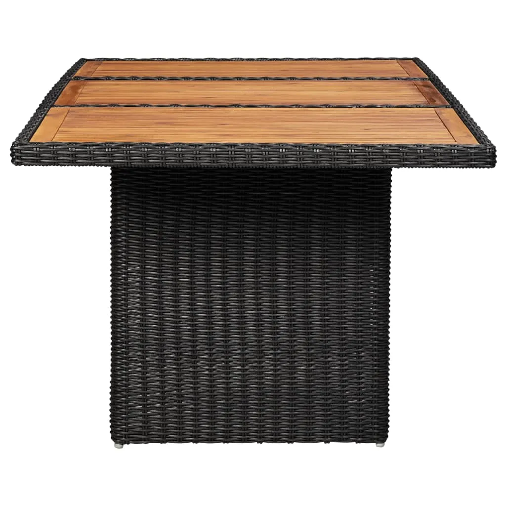 Outdoor Dining Table Garden Porch Patio Table with Glass Top PE Rattan