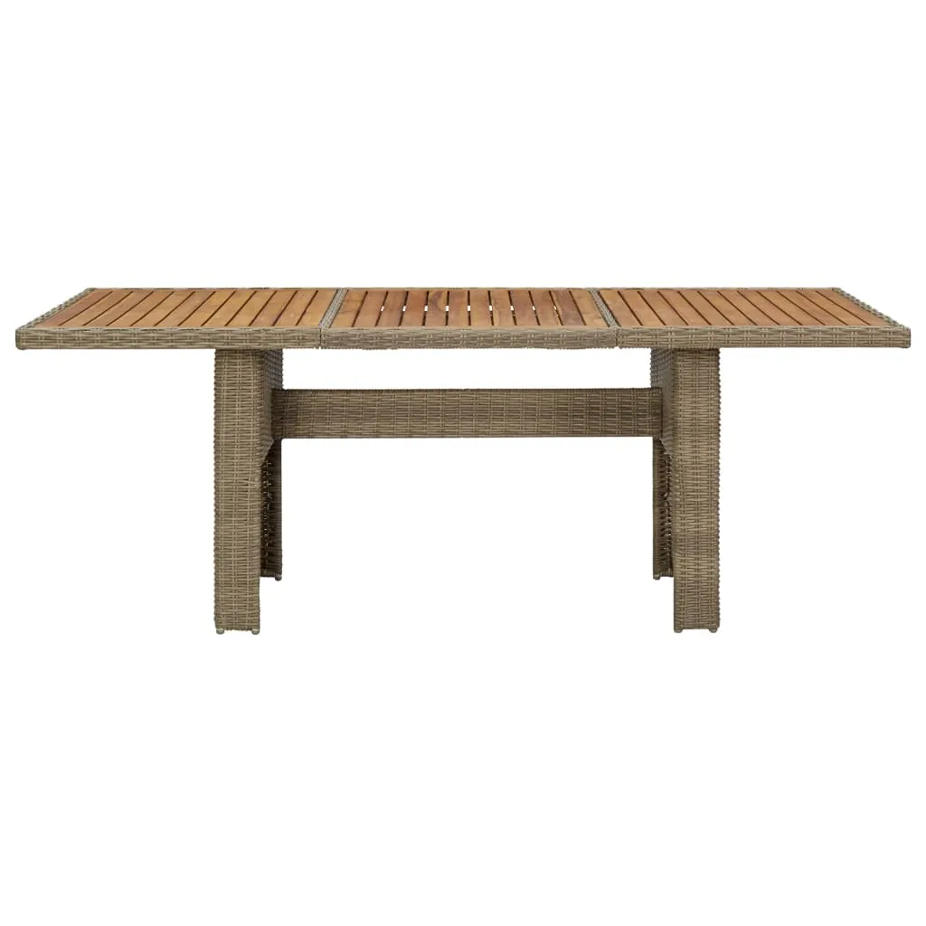 Outdoor Dining Table Garden Porch Patio Table with Glass Top PE Rattan