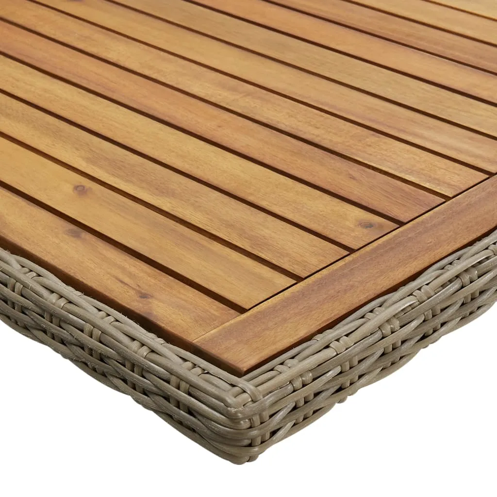 Outdoor Dining Table Garden Porch Patio Table with Glass Top PE Rattan