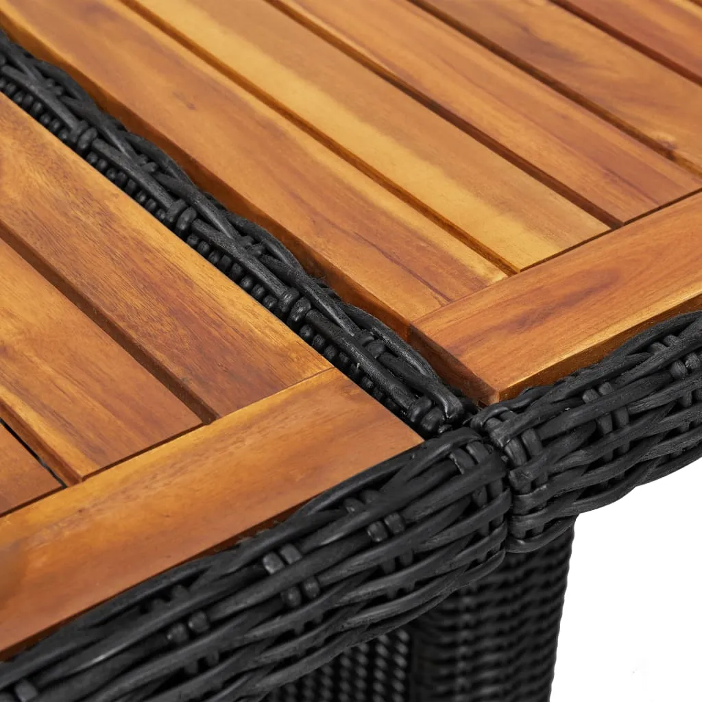 Outdoor Dining Table Garden Porch Patio Table with Glass Top PE Rattan