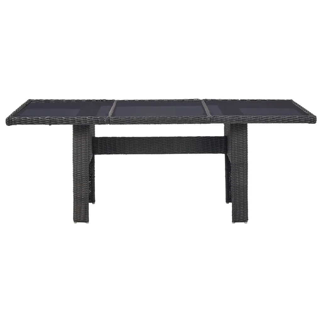 Outdoor Dining Table Garden Porch Patio Table with Glass Top PE Rattan