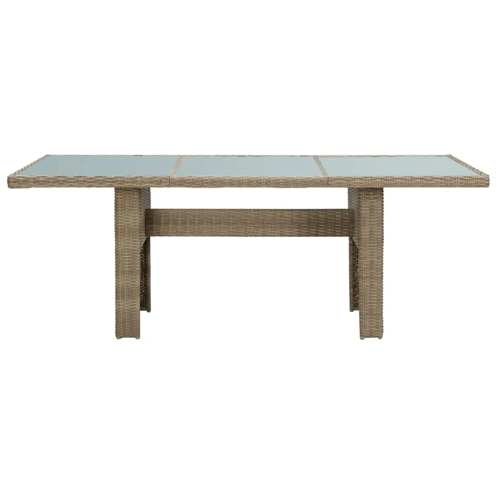 Outdoor Dining Table Garden Porch Patio Table with Glass Top PE Rattan