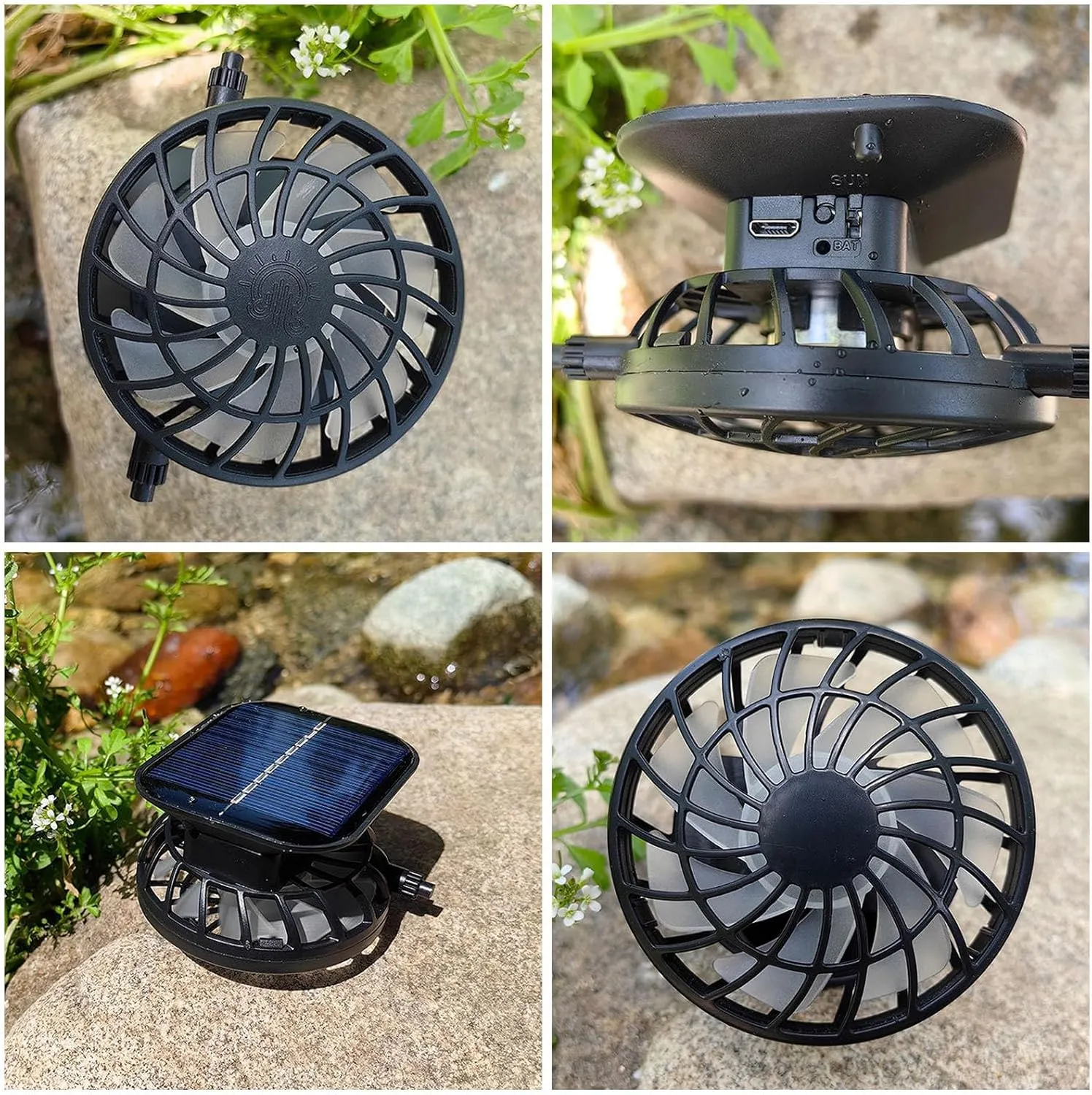 Outdoor Fan Wide Brim Sun Hat with 2 Solar Fan - 2025 Sun Bucket Hat for Men Women, Solar Power UPF 50  Bucket Fishing Beach
